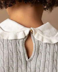 Hope & Henry Big Girls Organic Long Sleeve Cable Knit Peter Pan Collar Sweater Dress