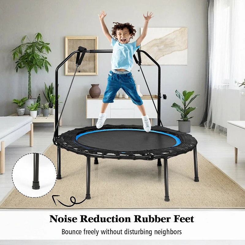 Slickblue 40 Inch Foldable Fitness Rebounder with Resistance Bands Adjustable Home