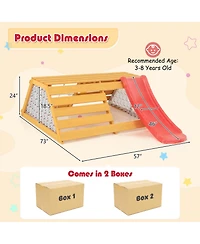 Costway 5-in-1 Indoor Jungle Gym Montessori Climbing Toys with Slide for Toddlers Wooden