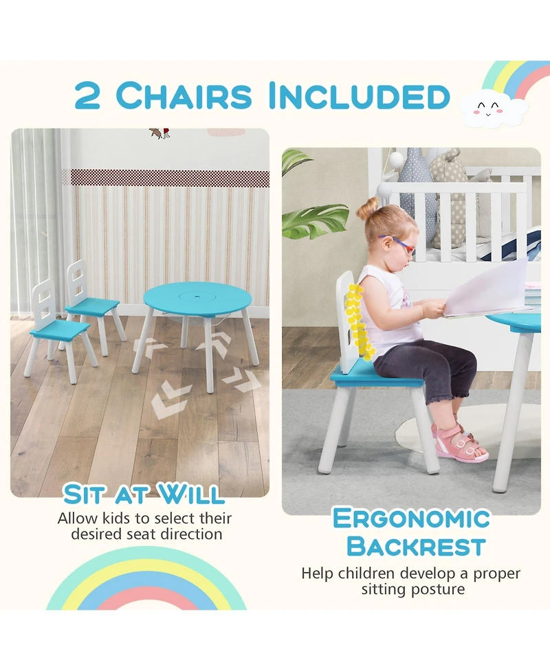 Slickblue Wood Activity Kids Table and Chair Set with Center Mesh Storage for Snack Time Homework