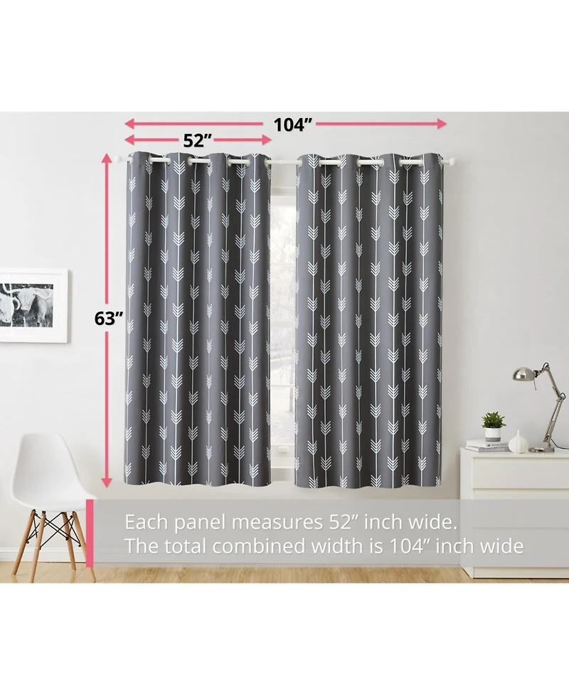 Hlc.me Arrow Printed Privacy Blackout Energy Efficient Room Darkening Thermal Grommet Window Curtain Drape Panels for Bedroom