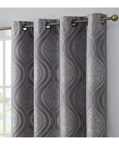 Hlc.me Montero Damask 100% Complete Blackout Shading Thermal Insulated Energy Efficient Heat/Cold Blocking Grommet Heavy Curtain Panels