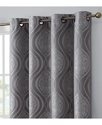 Hlc.me Montero Damask 100% Complete Blackout Shading Thermal Insulated Energy Efficient Heat/Cold Blocking Grommet Heavy Curtain Panels