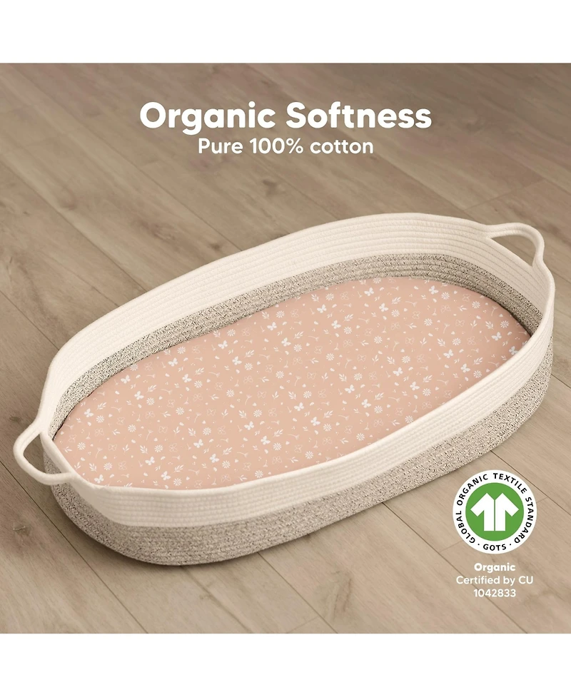 KeaBabies Bassinet Sheet for Baby Girls, Boys, 2-Pack Soothe Fitted Sheets, Bedside Mattress
