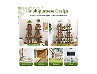 5-Tier 10 Potted Wood Plant Stand for Multiple Plants