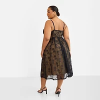 Rebdolls Women's Plus Size Lorelei Lace Overlay Midi A Line Dress