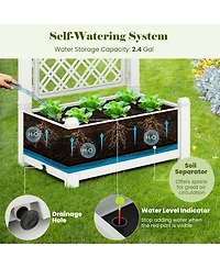 Slickblue Outdoor Planter Box Self-Watering Raised Garden Bed Trellis with Water Level Indicator