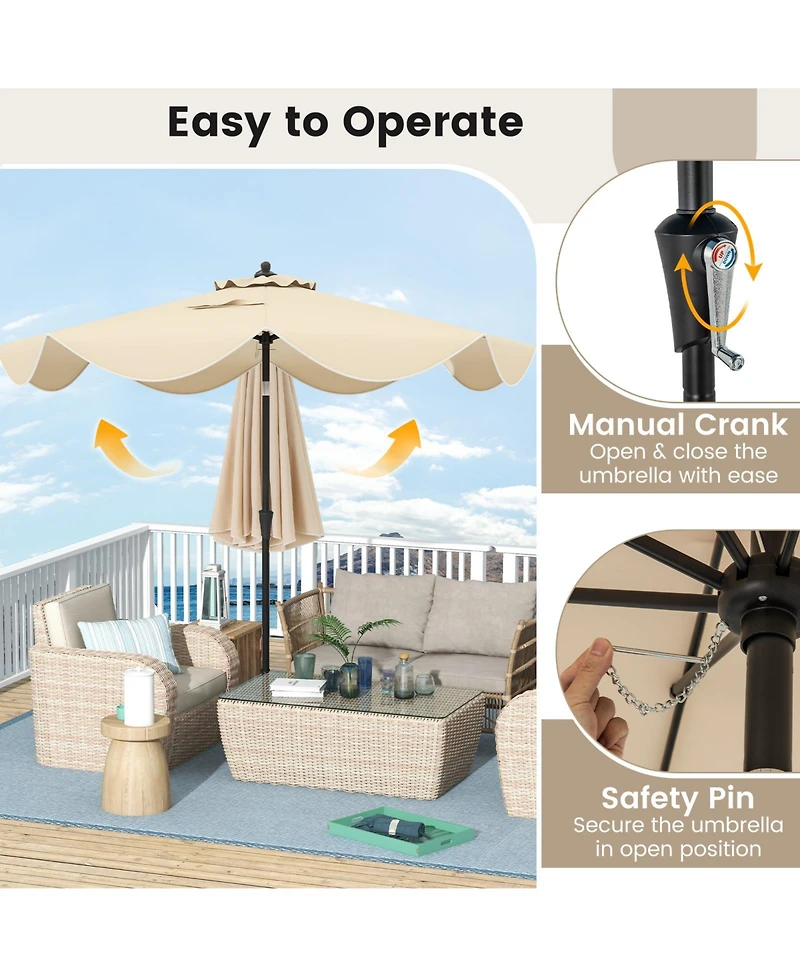 Slickblue Patio Umbrella with Crank Handle and Push Button Tilt