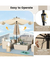 Slickblue Patio Umbrella with Crank Handle and Push Button Tilt