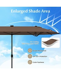 Double-sided Patio Umbrella with Solar Lights for Garden Pool Backyard