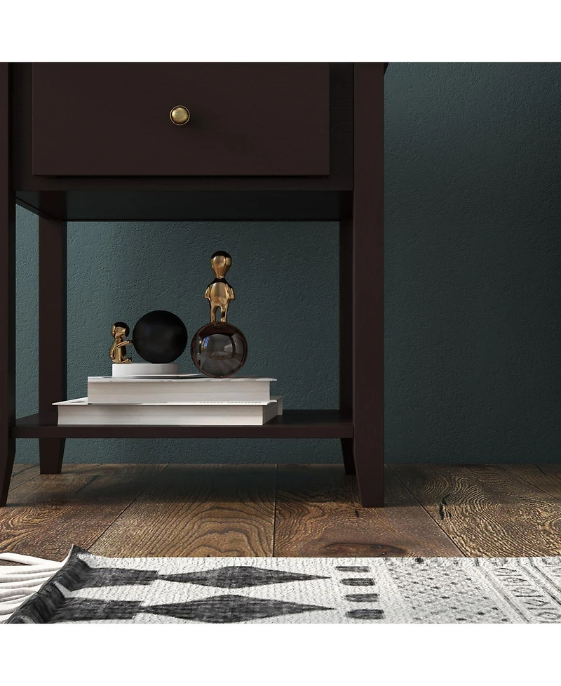 Nightstand with Drawer and Open Shelf for Bedroom or Living Room Storage