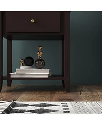 Nightstand with Drawer and Open Shelf for Bedroom or Living Room Storage