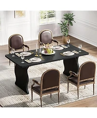 Tribesigns Modern Dining Table for 4-6, 63-Inch Rectangular Wood Kitchen Table, Large Dinner Table Wooden Dining Room Table, Black Kitchen & Dining Ro