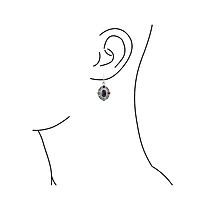 Bling Jewelry Western Style Multicolor Purple Natural Turquoise Oval Framed Dangle Lever Back Earrings Oxidized Sterling Silver