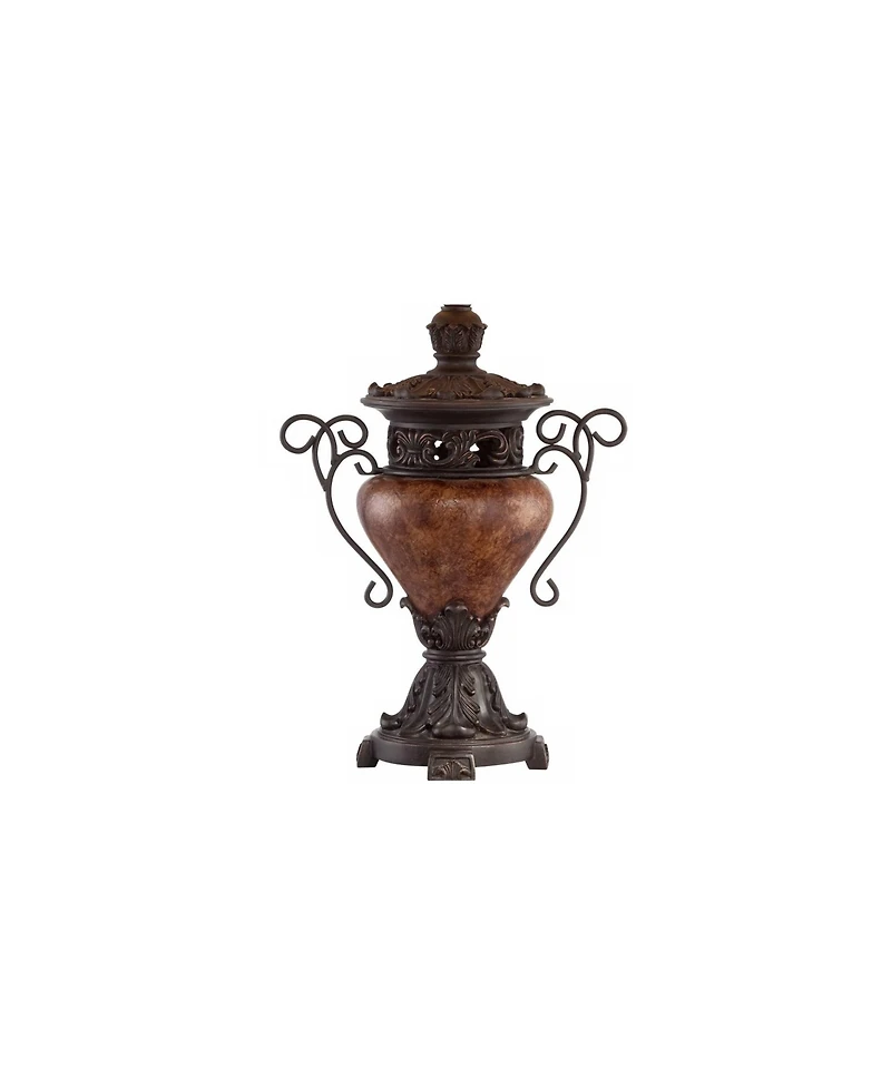 Regency Hill Traditional Rustic Urn Table Lamp with Table Top Dimmer 31.5" Tall Bronze Finish Bell Shade for Living Room Bedroom House Home