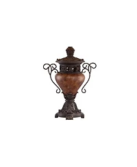 Regency Hill Traditional Rustic Urn Table Lamp with Table Top Dimmer 31.5" Tall Bronze Finish Bell Shade for Living Room Bedroom House Home