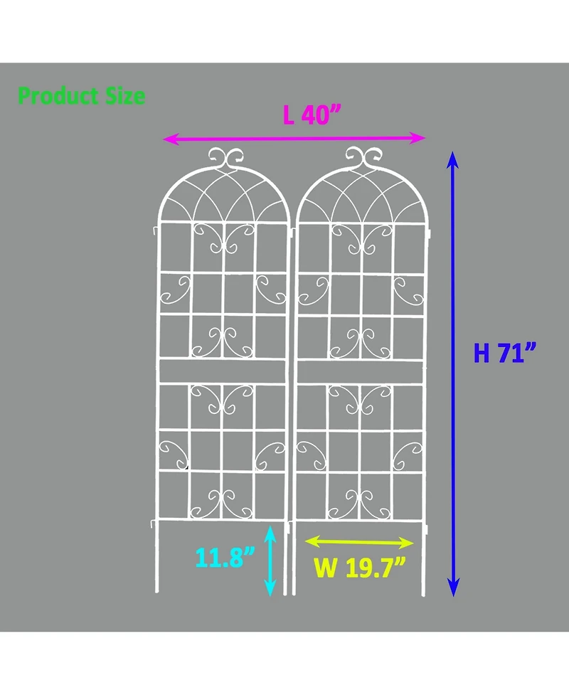 Streamdale Furniture 2 Pack 71" Rustproof Metal Trellises for Climbing Plants