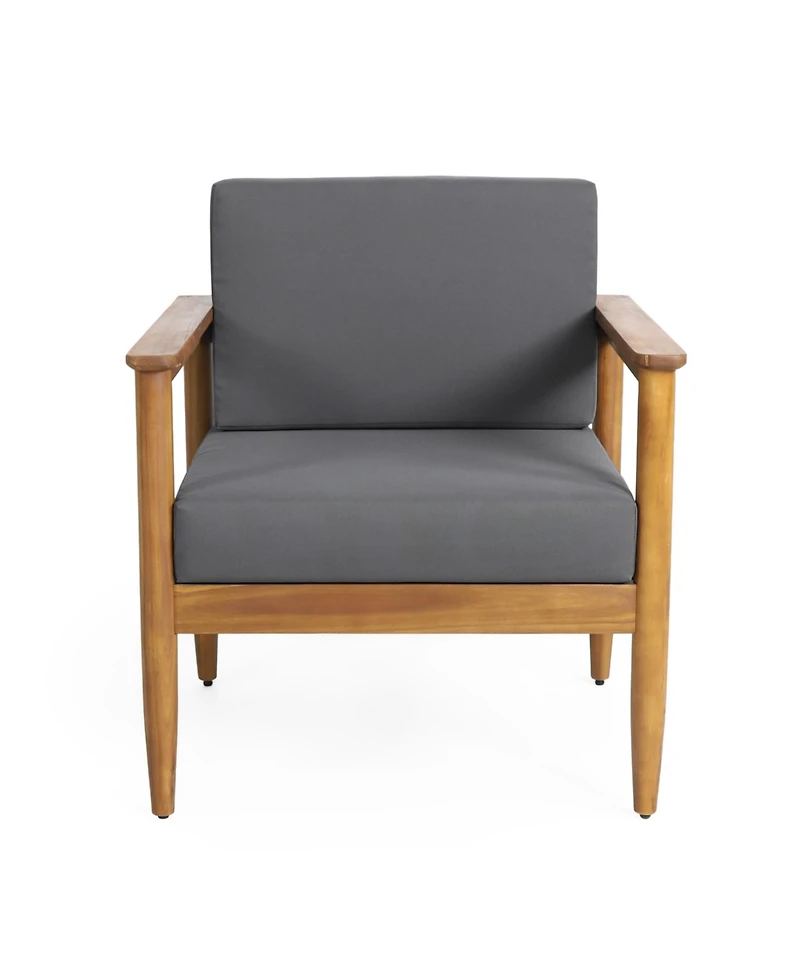 Simplie Fun Acacia Wood Club Chair With Water-Resistant Cushions