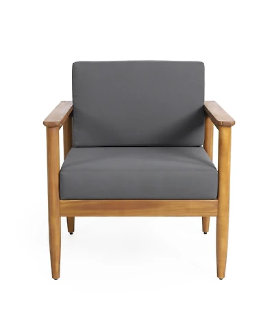 Simplie Fun Acacia Wood Club Chair With Water-Resistant Cushions