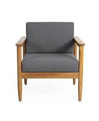 Simplie Fun Acacia Wood Club Chair With Water-Resistant Cushions