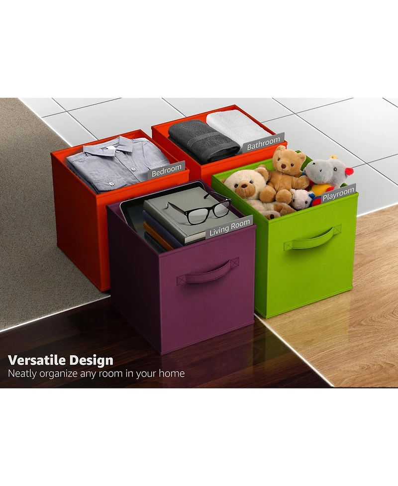 Sorbus 6 Pack 13 Inch Foldable Storage Cubes with Handles- for Organizing Home, Shelves, Nursery, Playroom