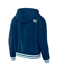 Wear by Erin Andrews Women's Blue Seattle Kraken Lace-Up Pullover Hoodie