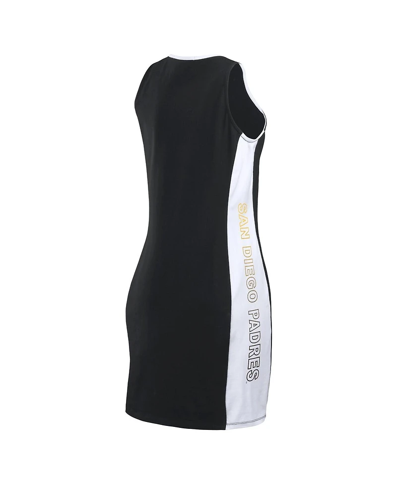 Wear by Erin Andrews Women's Black San Diego Padres Colorblock Quarter-Zip Sleeveless Dress