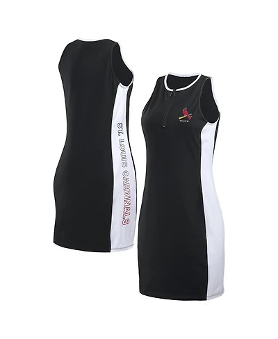 Wear by Erin Andrews Women's Black St. Louis Cardinals Colorblock Quarter-Zip Sleeveless Dress