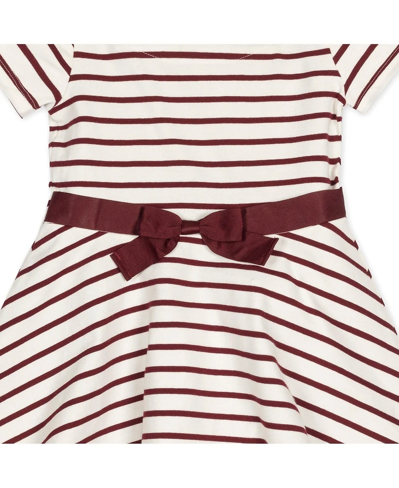 Hope & Henry Toddler Girls Organic Short Sleeve Lightweight Knit Skater Dress