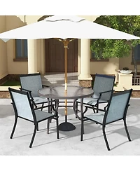 Slickblue 4 Piece Patio Dining Chairs Large Outdoor Chairs with Breathable Seat and Metal Frame