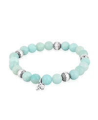 American West Jewelry Sterling Silver Amazonite Gemstone Stretch Bracelet, Size Medium - Large