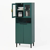 Streamdale Tall Storage Cabinet with Glass Display & Gold Handles