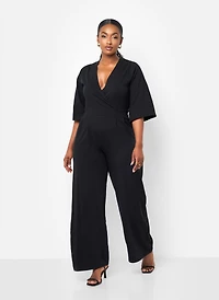 Rebdolls Women's Plus Karma Pleated Wide Leg Jumpsuit