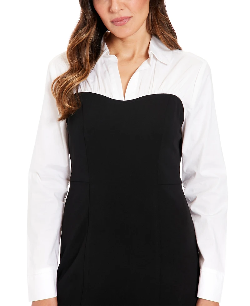 London Times Women's Layered-Look Sheath Dress