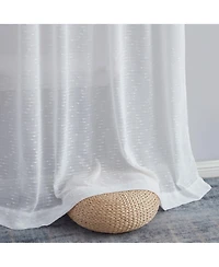 Hlc.me Emily Faux Linen Semi Sheer Transparent Rod Pocket Back Tab Lightweight Window Curtains Wide Panels