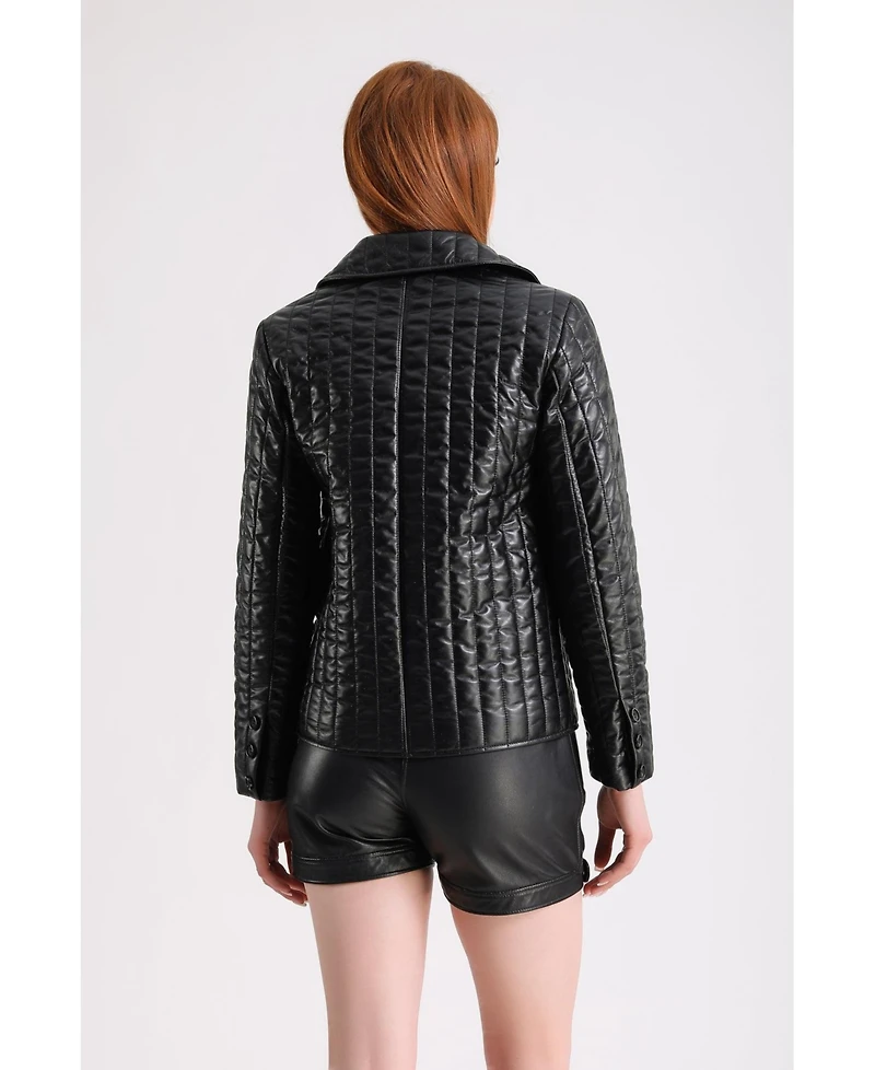 Furniq Uk Women's Leather Blazer, Black