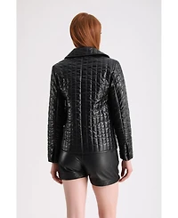 Furniq Uk Women's Leather Blazer, Black
