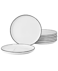 Gibson Home Oslo 8 Piece Porcelain Dinner Plate Set - Black Rim