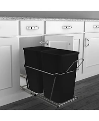 Rev-a-Shelf Double Pull Out Trash Can 27 Qt for Kitchen, Black, Rv-15KD-18C S