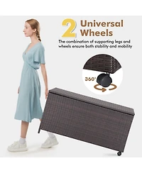 Slickblue Outdoor Wicker Storage Box with Zippered Liner-50 Gallon