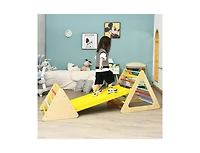 Slickblue 3 in 1 Wooden Set of 2 Triangle Climber with Ramp for Slid
