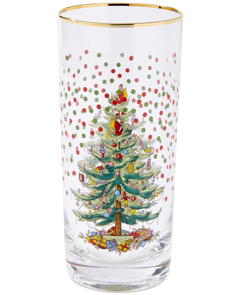Spode Christmas Tree Polka Dot Highball Glasses, Set of 4