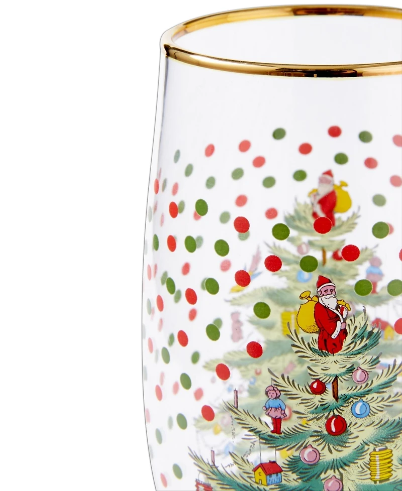 Spode Christmas Tree Polka Dot Champagne Flutes, Set of 4