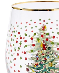 Spode Christmas Tree Polka Dot Stemless Wine Glasses, Set of 4