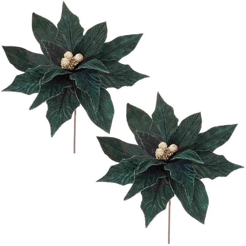 Slickblue Set of 2 Poinsettia Stems – Perfect for Holiday Floral Arrangements and Decor