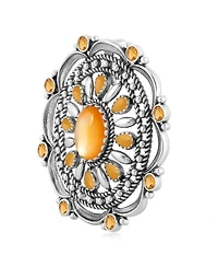 American West Jewelry Sterling Silver Yellow Mother of Pearl, Yellow Jasper and Citrine Gemstone Statement Pendant Enhancer