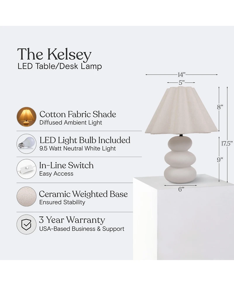 Brightech Kelsey 17.5" Led Bohemian Table Lamp with Ceramic Base