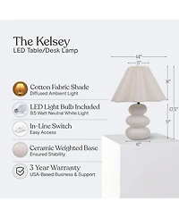 Brightech Kelsey 17.5" Led Bohemian Table Lamp with Ceramic Base