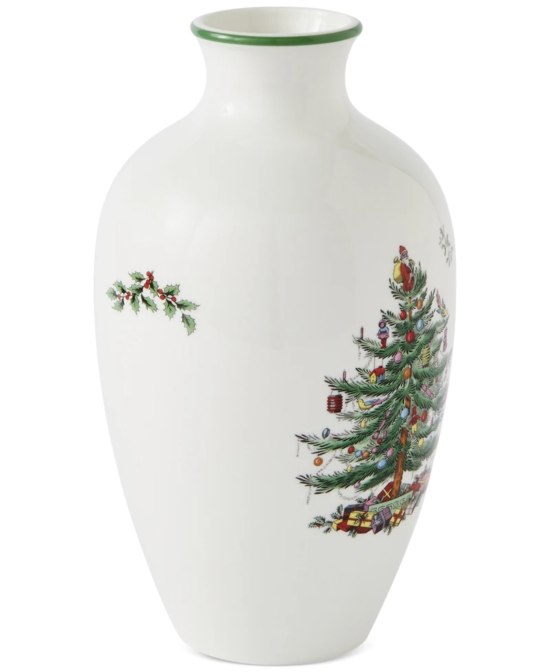 Spode Christmas Tree Posy Vase, 10"