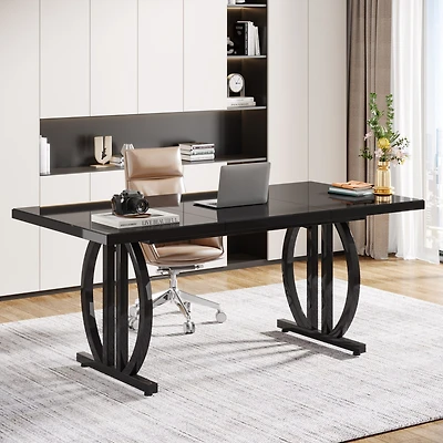 Tribesigns Executive Desk, 63 inch Large Modern Computer Desk with Metal Geometric Base, Conference Table for 4-6 People
